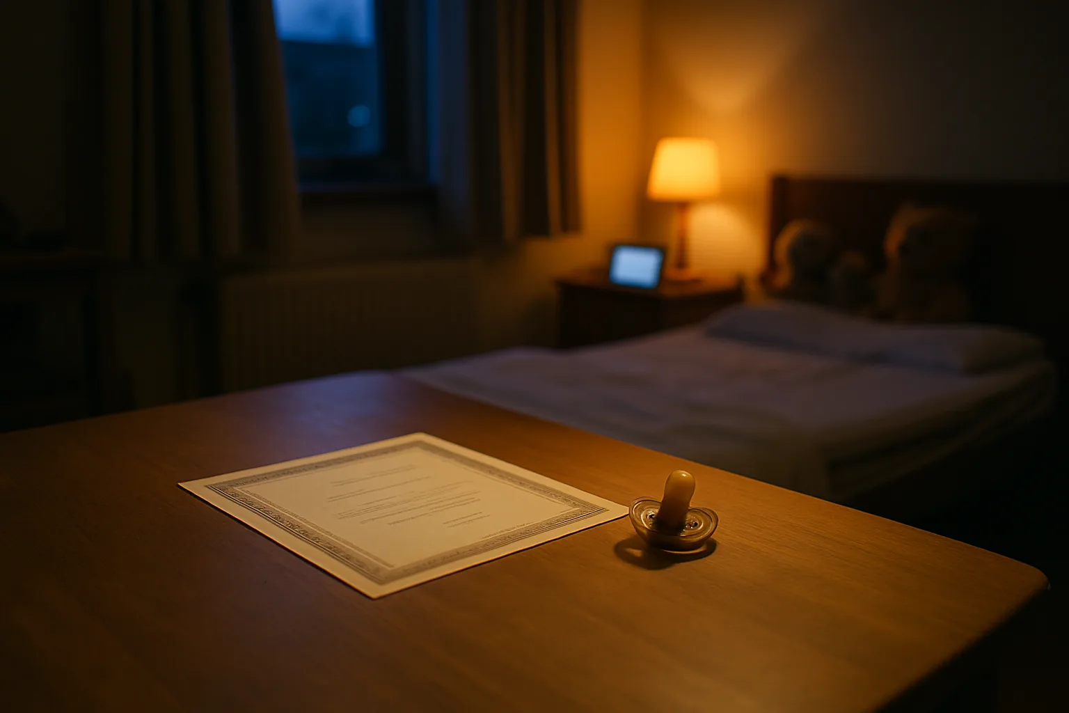 The routine card next to the bedside lamp